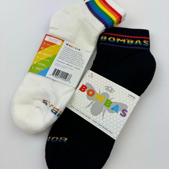 2-Pairs Bombas Bee Proud Quarter Pride Rainbow Socks - Picture 3 of 4